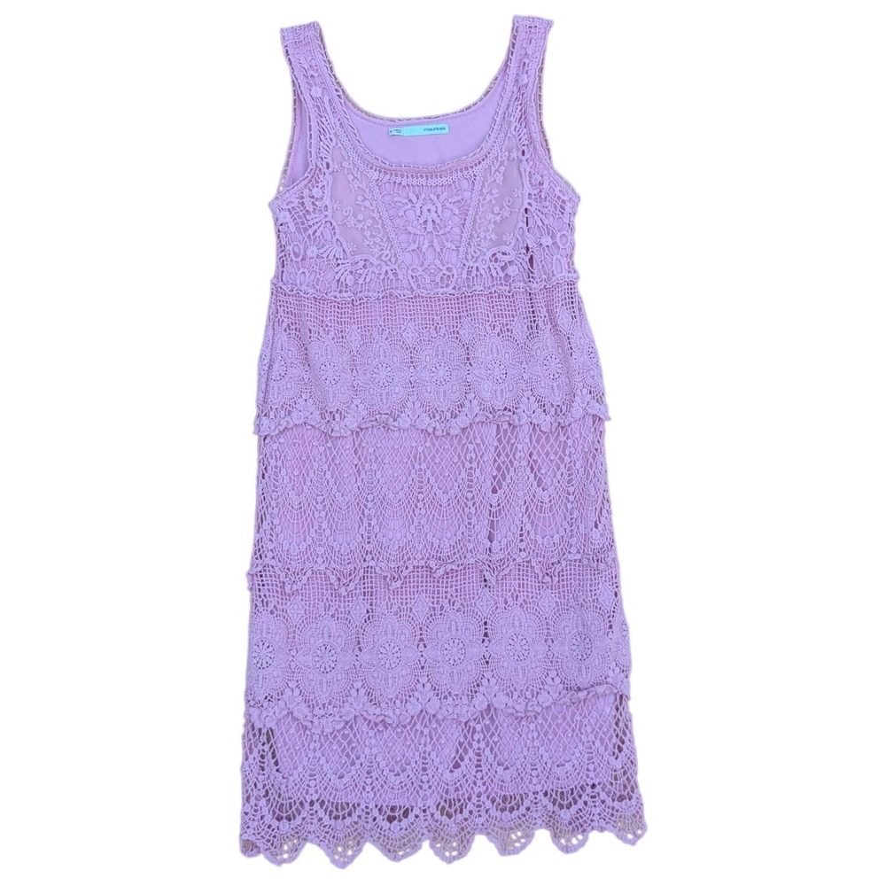 Maurices Feminine Pink Boho Crochet Sleeveless Mini Dress‎ Women's Small